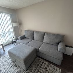 Grey Couch And Ottoman