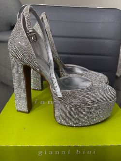 Gianni Bini Silver Rhinestone Platform Heels
