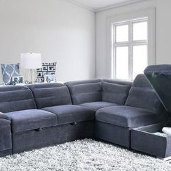 Felicity - Dark Gray - Sleeper Sectional Sofa w/ Storage
