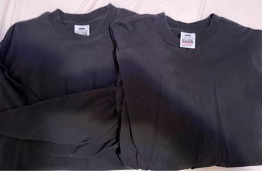 PRO CLUB MEN'S LONGSLEEVE HEAVYWEIGHT COTTON  CREW NECK T-SHIRT SET OF 2 SIZE L