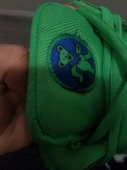 Vibrant green Nike dunk greatful dead.