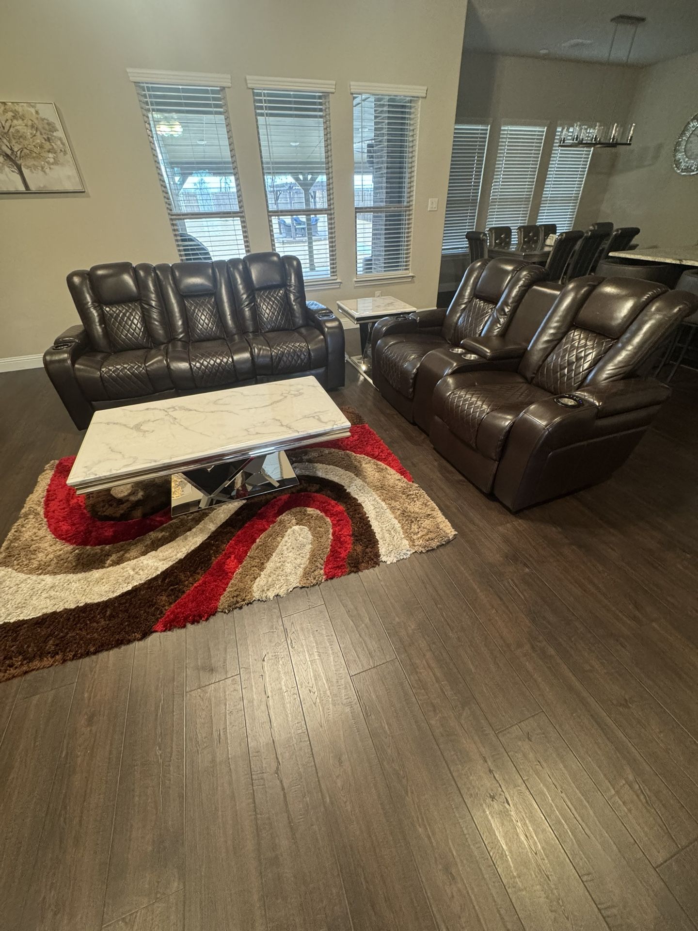 Leather Recliner Sofa Loveseat Set