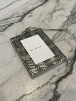 2024 Pottery Barn Plaid Dated Enamel Frame Ornament 