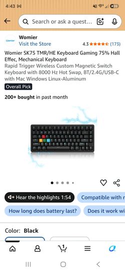Womier sk75 tmr gaming keyboard