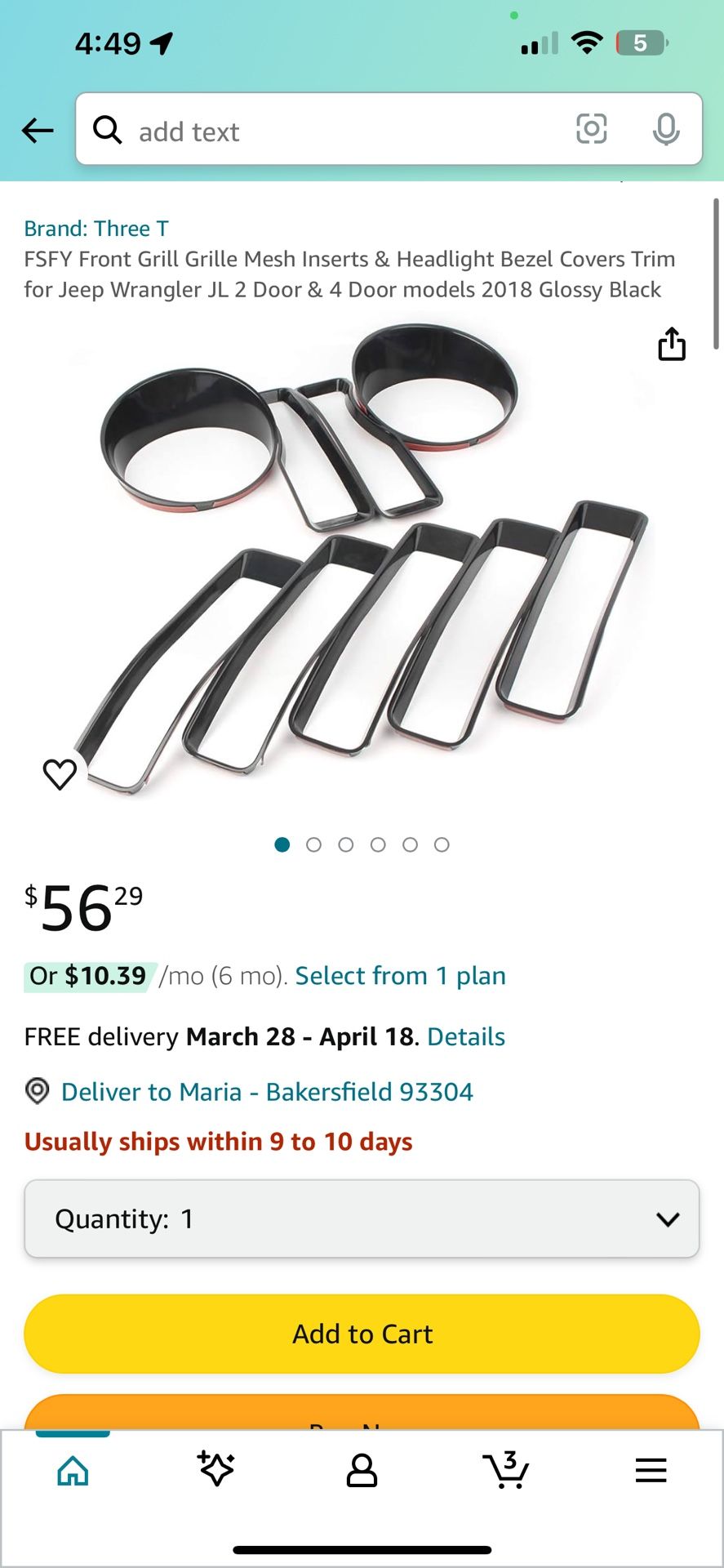 FSFY Front Grill Grille Mesh Inserts & Headlight Bezel Covers Trim for Jeep Wrangler JL 2 Door & 4 Door models 2018