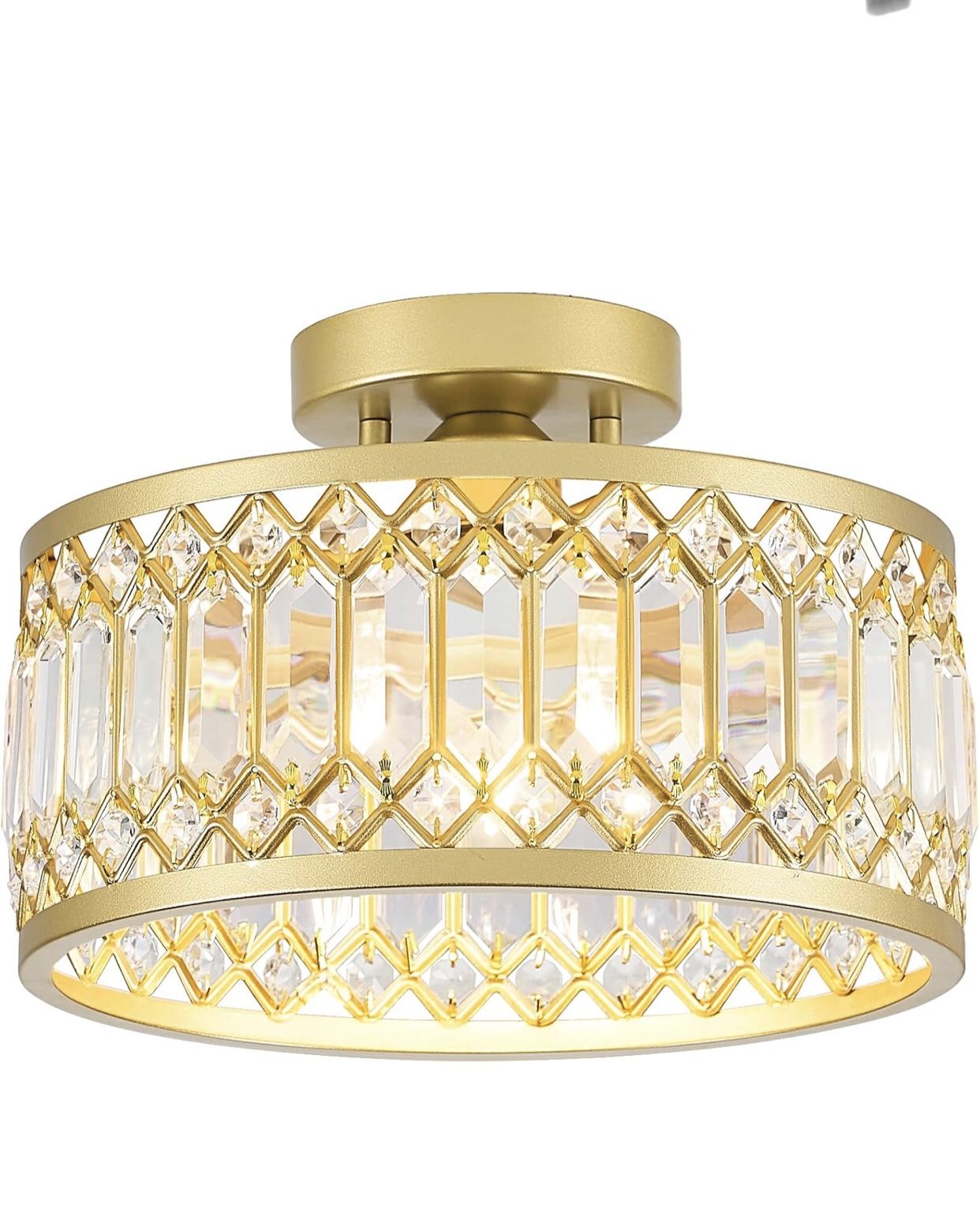 Crystal Ceiling Light Fixture, Modern Semi Flush Mount Ceiling Light, Gold Lighting Fixtures