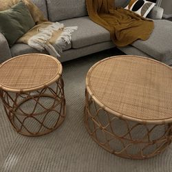 Rattan Indoor/Outdoor Coffee and Side Table Set 