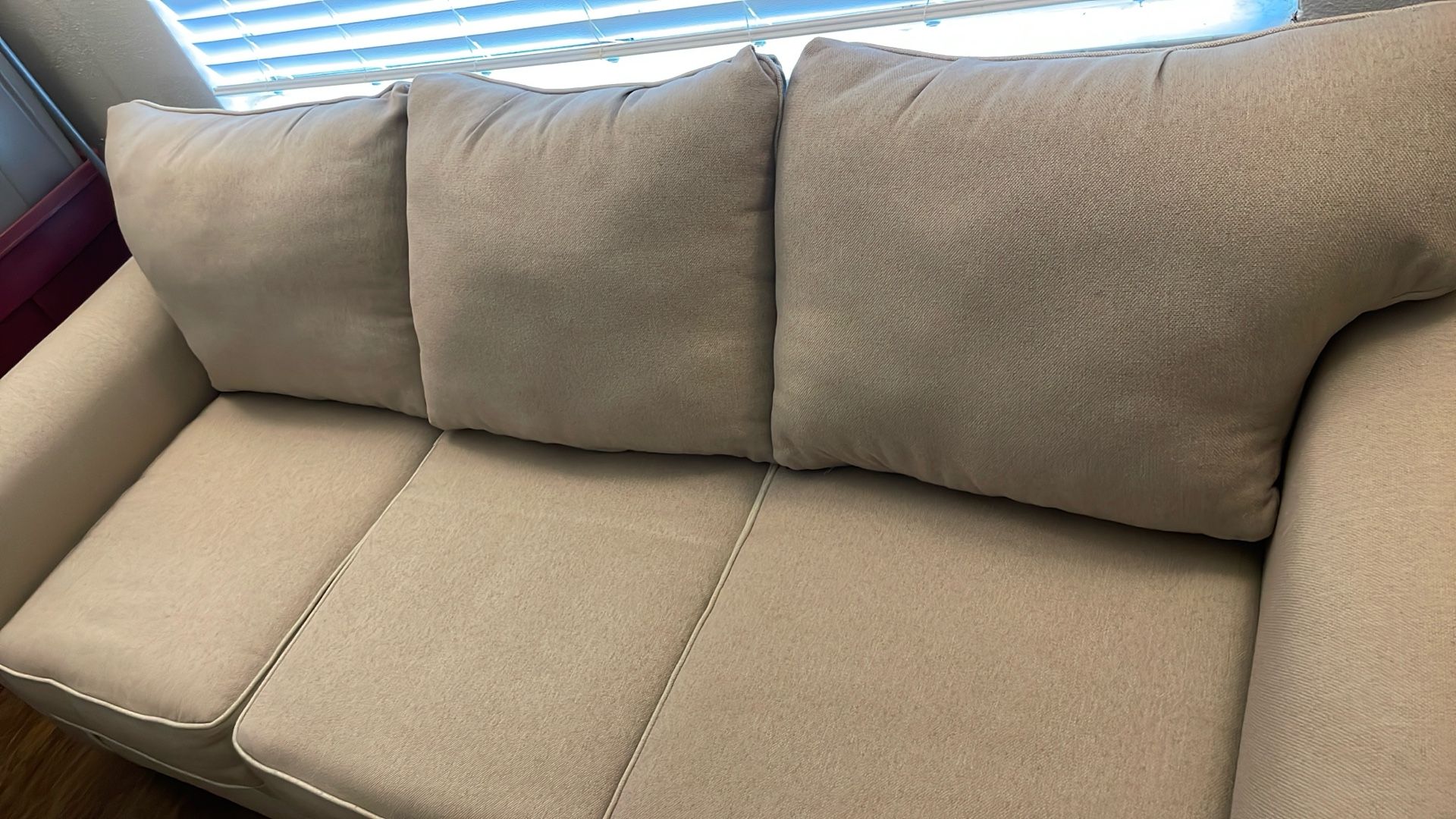 Full Size Beige Couch, 7’4” L x 42” D (2023)