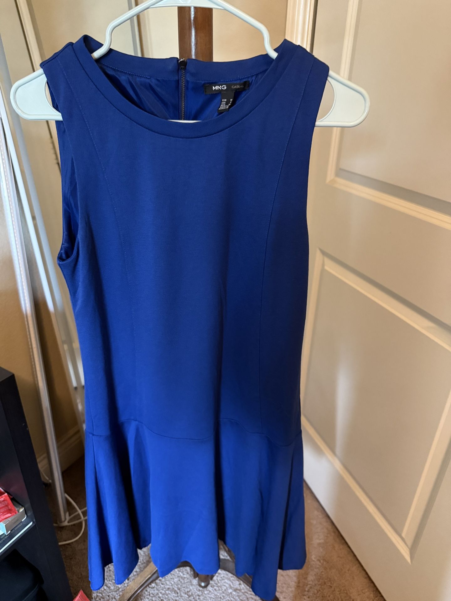 EUC MNG Casuals blue sleeveless knee length/ midi skater casual dress