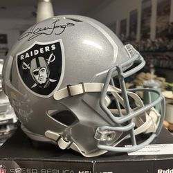 Howie Long Signed Las Vegas Raiders F/S Riddell Speed Replica Helmet Beckett