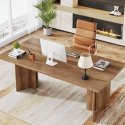 JW0676 63" Wood Executive Desk, Farmhouse Computer Desk with Large Tabletop