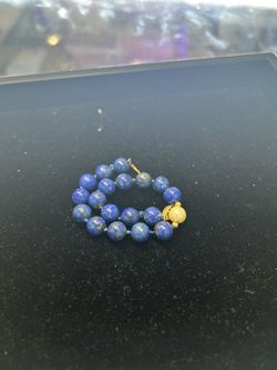 14kt Yellow Gold Lapis & Pearl Beaded Bracelet