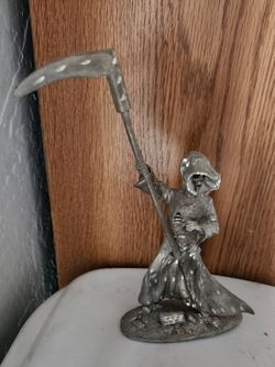 7" Pewter Grim Reaper Figurine with Scythe