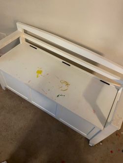 White Wood Toy Box with Lid