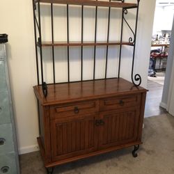 MAKE AN OFFER!  Beautiful Wrought Iron Hutch Cabinet With  Storage In Perfect Like New Condition 
