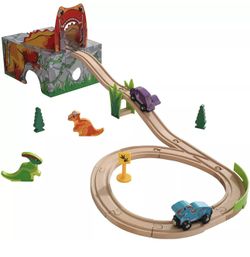 KidKraft Adventure Tracks Dino World T-Rex Tremor Cave 15 pc Wooden Train