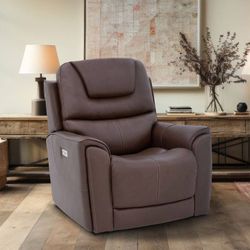 Brown Leather Power Recliner Chair