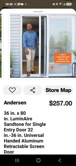 Anderson dor color black retractable screen door  new
