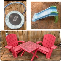 Little tikies 2 chair, table. Trampoline &slide