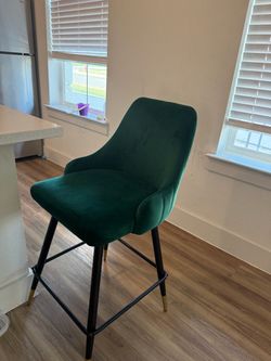 2 bar stool chairs - green velvet
