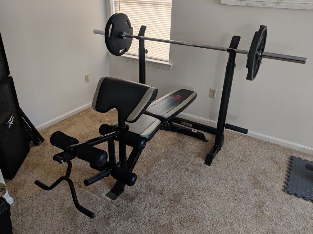 Marcy Adjustable Olympic Weight Bench with Leg Developer and Squat Rack