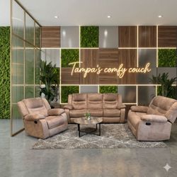 🛋️ Microsuede Reclining Sofa / Loveseat and Recliner Set (Delivery Available!! )