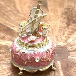 NEW:  Vintage Style Violin-Shaped Jewelry Trinket Box - Please Read Description