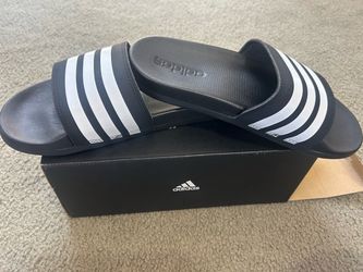 Adidas Slide Sandals Black White Stripes