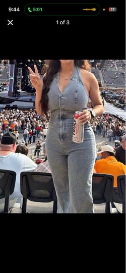 Halter denim jump suit