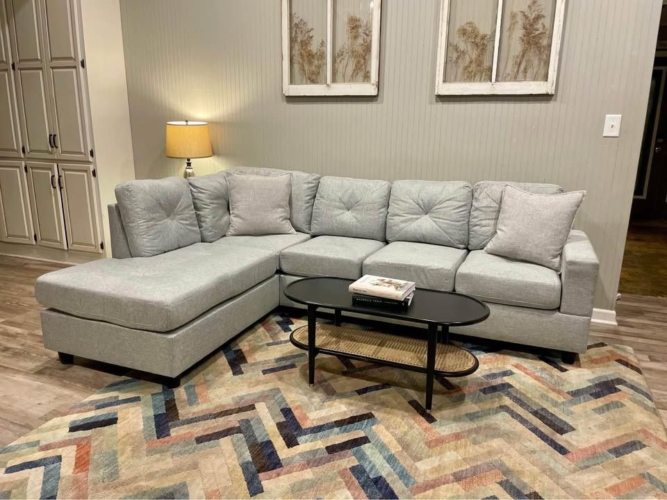 Brand New Grey/Black Fabric L Shape Sectional Sofa | Cash On Delivery