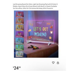 Brand new Led Drawing Board for Kids, Light Up Drawing Pad with 8 Color 6 Modes, Neon Glow Dry Erase Board with Built-in Stand, Suitable for the offic