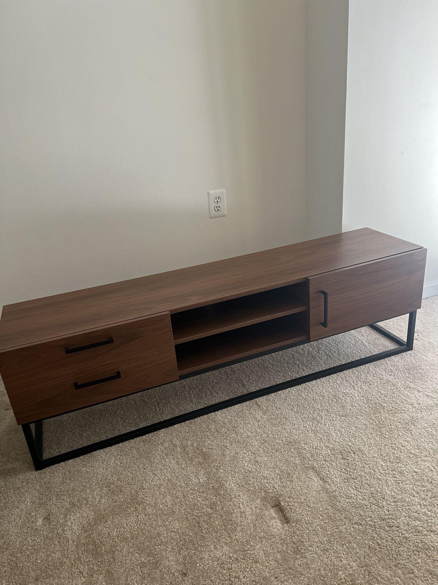 Modern TV Stand Living Room Gaming Storage Furniture with Drawers Cabinet Space Wood & Metal Console