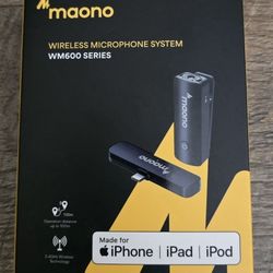 MAONO Wireless Lavalier Microphone for iPhone iPad, MFi Certified, 2.4GHz Wireless Lapel Mic with One Key Noise Cancelling for TikTok, Interview, Vlog