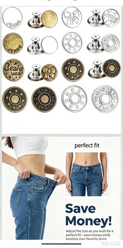 10-Piece No-Sew Jeans Buttons Kit