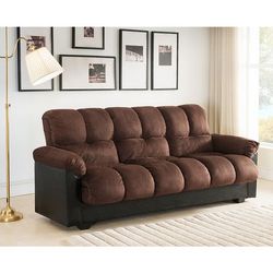 💎DARK BROWN MICROFIBER FUTON SOFA STORAGE BED COUCH💎