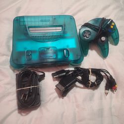 Nintendo 64 N64 Funtastic Ice Blue Console - Region Free w/ Matching Controller
