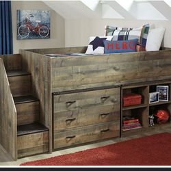 Kids  Twin Loft Bed  With 2 Cabinets