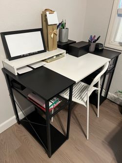 Black and white desk with chair