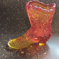 FENTON GLASS ORANGE AMBERINA BOOT 4"