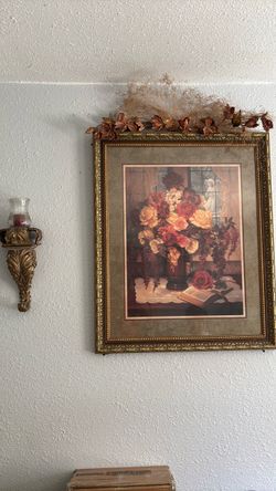Framed Floral Still Life Print Gold Frame