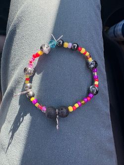 Handmade Beaded Stretch Bracelet with Cross Charms