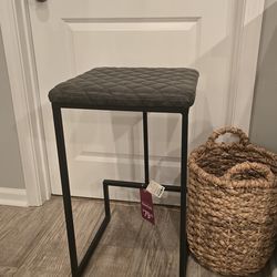 (2) Quilted Leather Bar Stools with tags