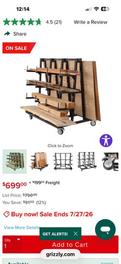 Grizzly steel lumber cart