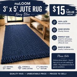 Navy Blue Jute rug 3x5