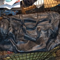 Leather duffel athletic gym travel bag