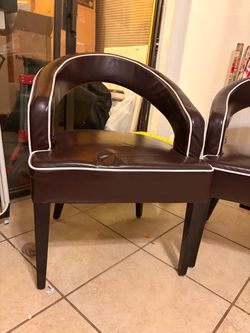 Set of 2 Brown Faux-Leather Accent Chairs – $80(OBO)