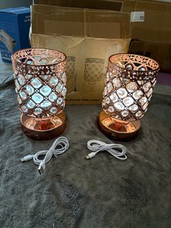 Crystal Table Lamps Rose Gold Set of 2
