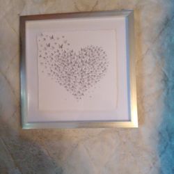 Silver Framed Heart Made Of Butterflies
