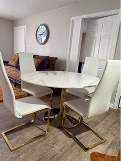 Marble n Gold Heavy Dining Room Set