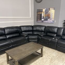 All Black Sectional Recliner New FINANCING